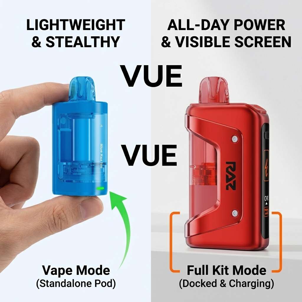 RAZ VUE 50K modular design pod detachable power bank kit vs pod only vaping