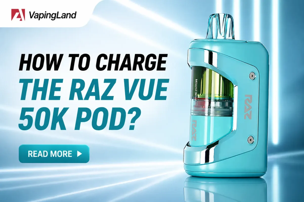 how to charge the raz vue 50k pod