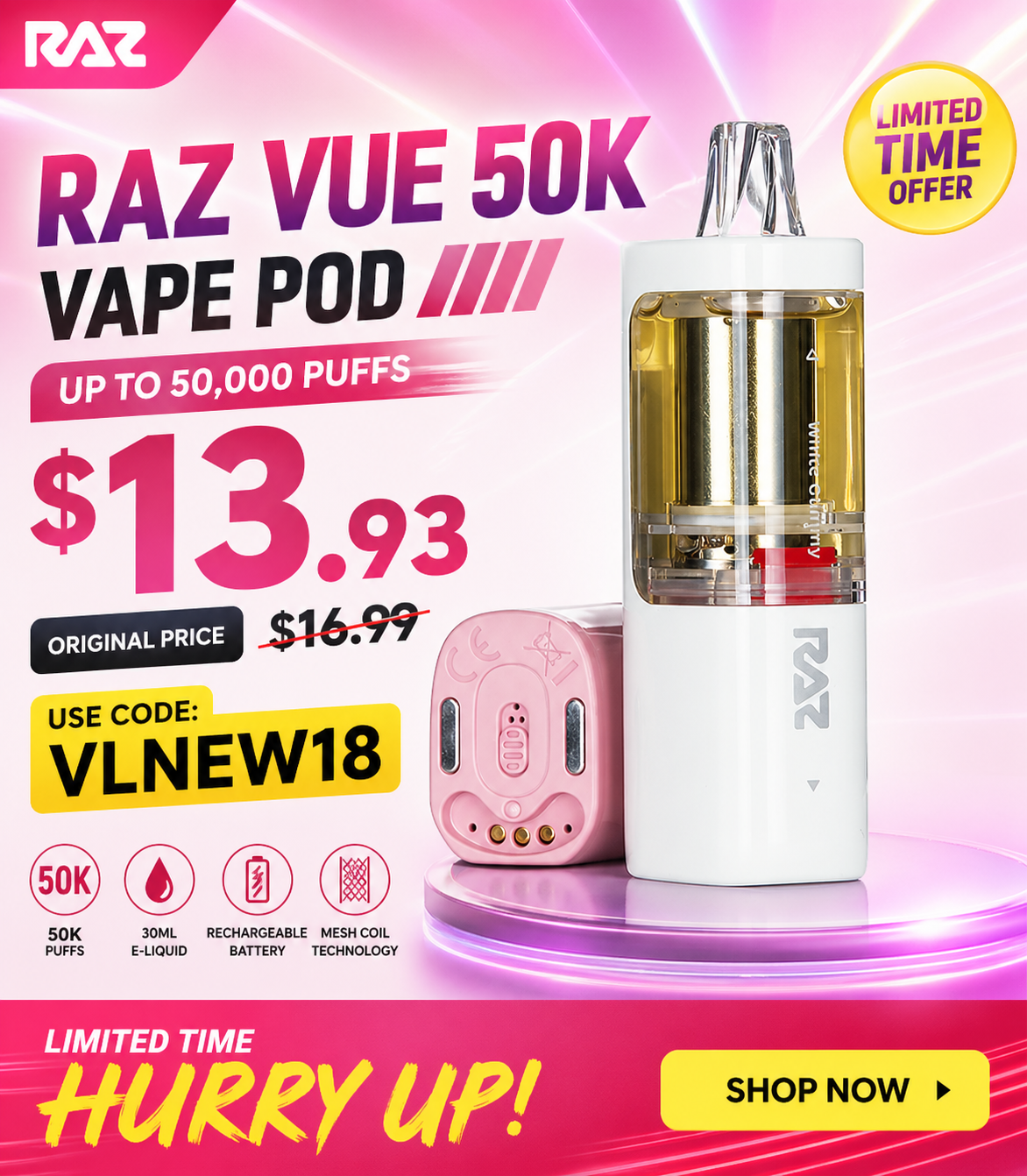 raz vue 50k vape pod price