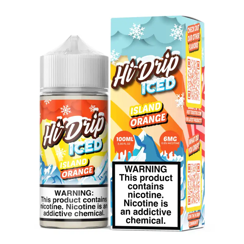 IslandOrange-Iced-6mg-Regular-100ml-HiDrip-Background-1 Hi-Drip Iced Island Orange 100ml Vape Juice - Image 1